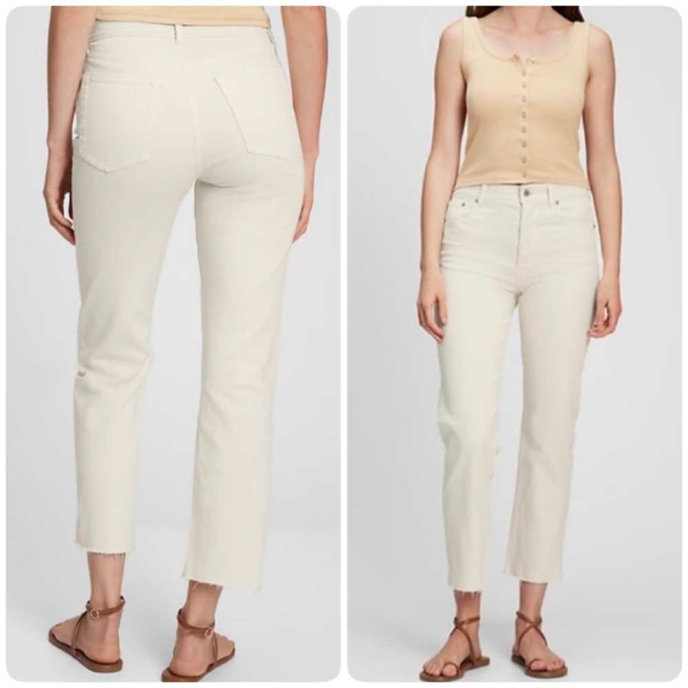 NWOT Gap Womens Cream White Jeans High Rise Cheeky Straight Leg Cropped 18 34R